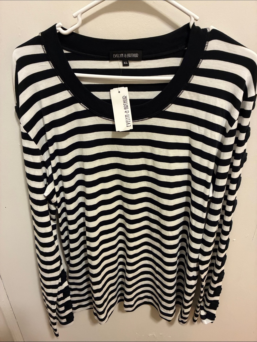 Evelyn & Arthur Black & White Striped Long-Sleeve Tee